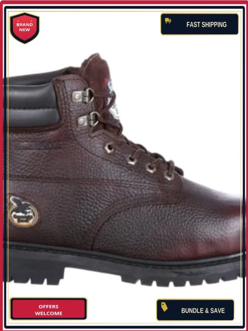 Men's Steel Toe Waterproof Work Boots, Leather, 6